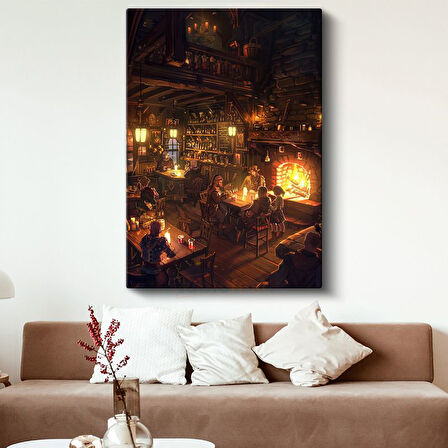 Sıcak Han - Şömine Başında Anime Kanvas Tablo