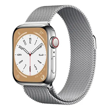 Apple Watch Seri 9 8 7 6 5 4 3 2 1 Se Ultra 42MM-44MM-45MM 49MM Uyumlu Metal Hasır Milano Kordon Kayış Mıknatıslı