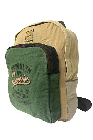 Kaliteli Tek Bölmeli Vintage Salaş Disayn Günlük Sırt Gezi Okul Kamp Çantası 32 cm x 38 cm