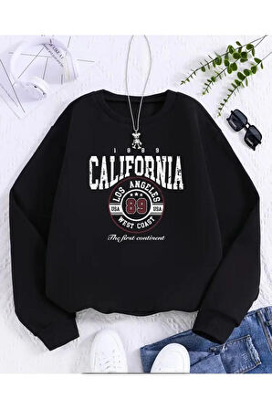 Baskılı Bisiklet Yaka İçi Polarlı Sweatshirt