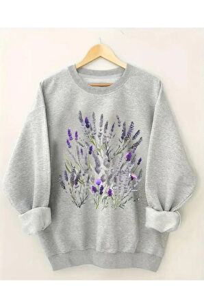 Baskılıı Bisiklet Yaka İçi Polarlı Sweatshirt