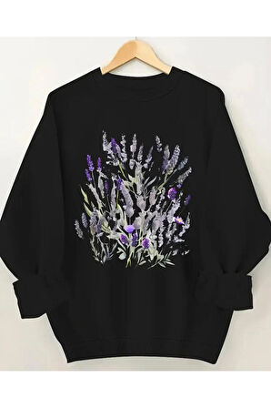 Baskılıı Bisiklet Yaka İçi Polarlı Sweatshirt