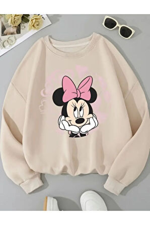 Baskılı Bisiklet Yaka İçi Polarlı Sweatshirt