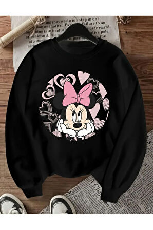 Baskılı Bisiklet Yaka İçi Polarlı Sweatshirt