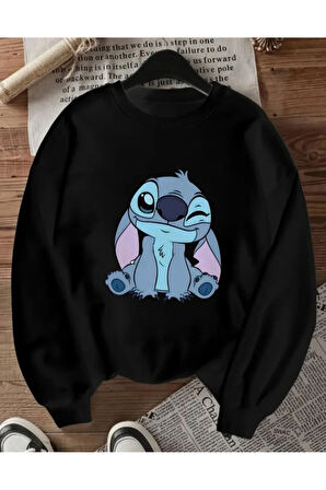 Baskılı Bisiklet Yaka İçi Polarlı Sweatshirt