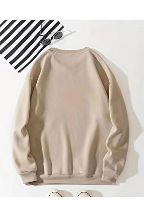 Ayıcık Desen Detaylı Bisiklet Yaka İçi Polarlı Sweatshirt