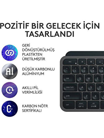 Logitech MX Keys S Bluetooth ve Wireless Kablosuz Klavye 920-011594 + MX Master 3S Mouse 910-006559
