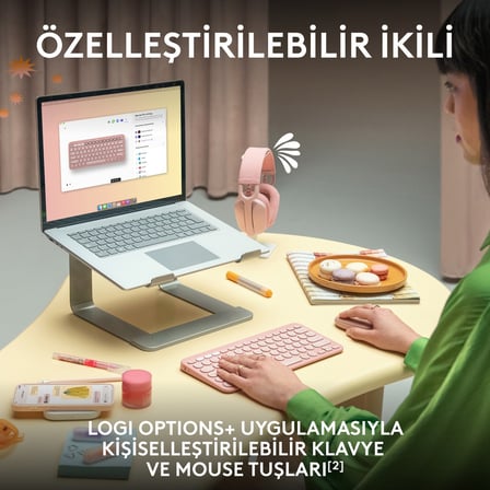 Logitech 920-012245 Grafit Pebble 2 Combo Çoklu Sessiz Kablosuz Türkçe Q Klavye Mouse Seti