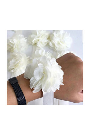 5 Li Kına Gecesi Kına Malzemesi Nedime Bilekliği Lastikli Lazer Güllü Beyaz