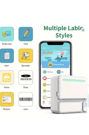 Mini Taşınabilir Yazıcı  Rulo Kağıtlı Mürekkepsiz Etiket Yazıcısı Mini Termal Yazıcı