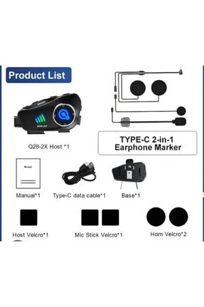 Q x  Eşleşmeli Motosiklet Kask Bluetooth Kulaklık p Kamera Su Geçirmez Intercom