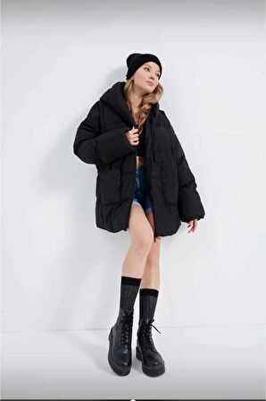 Kadın Oversize Yarasa Şişme Puffer Mont