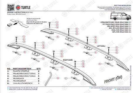 EXPERT VAN KISA ŞASE TAVAN ÇITASI GRİ 2017 2018 2019 2020 2021 2022 2023 2024 2025 2026 2027