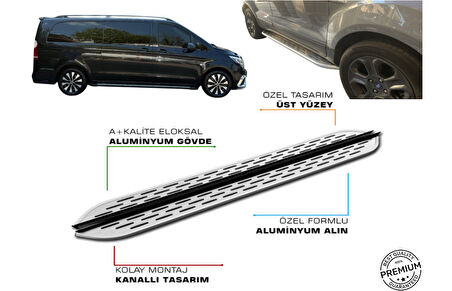 MERCEDES VİTO W447 CAMLI VAN UZUN ŞASE ARACA ÖZEL PRV1 YAN BASAMAK 2016 2017 2018 2019 2020 2021 2022 2023 2024