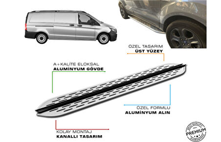 MERCEDES VİTO W447 PANEL VAN UZUN ŞASE ARACA ÖZEL PRV1 YAN BASAMAK 2016 2017 2018 2019 2020 2021 2022 2023 2024
