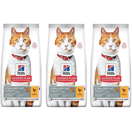 Hill'S Tavuklu Kısırlaştırılmış Kedi Maması 3 Kg 3 Adet