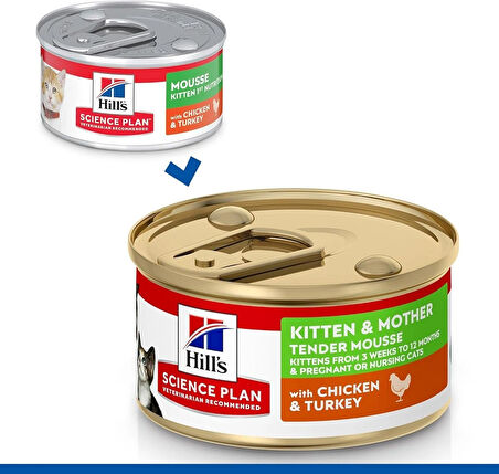 Hill's SP Yavru ve Anne Kediler için Tavuklu & Hindili Yumuşak Püre Konserve 85 gr