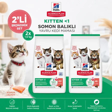 Hills Kitten Somon Balıklı Yavru Kedi Maması 1.5 KG*4 Adet