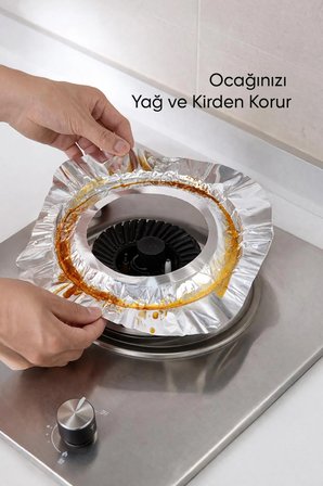 10'lu Isıya Dayanıklı Ocak Üstü Koruyucu Folyo Leke Önleyici Izgara Paneli 20 cm