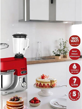 Robx Sr50 Döküm Gövde 7 Litre Içli Köfte Hamur Yoğurma Kıyma Çekme Erişte Blender Çıpıcı mixer Set