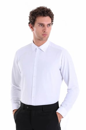 Slimfit Dar Kesim Düz Takım Elbise Gömleği