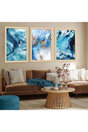 GOLD AYNALI PLEKSİ ÇERÇEVELİ SULUBOYA TARZINDA MİNİMAL SOYUT BİTKİ TABLOSU