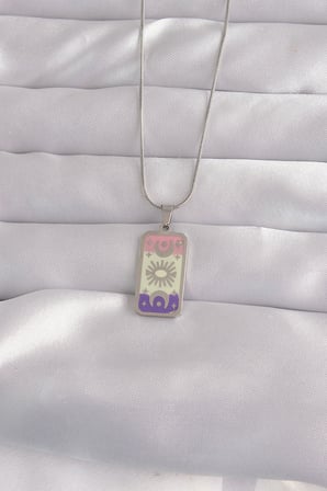 Utterly Good 316L Çelik Ay Figür Tarot Kolye Gümüş Renk Mineli