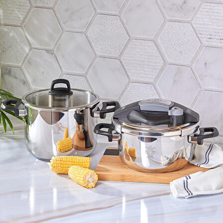 Karaca Perfect Gray Indüksiyon Tabanlı Düdüklü Tencere Seti 4+6 Litre