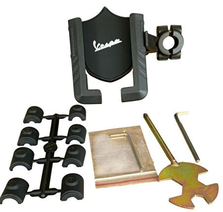 VESPA - AYNA BAĞLANTILI TELEFON TUTUCU YANDAN KİTLEMELİ (TİTREŞİM MODÜLLÜ)