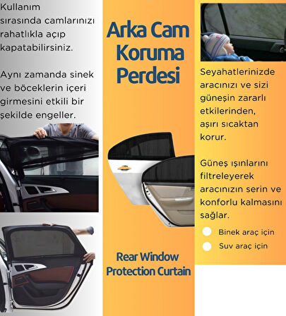 SPACE Arka Cam Güneşlik Koruma Perdesi (Kelebeksiz Cam ve SUV Araçlar İçin) PAKET İÇERİĞİ 2 ADETTİR.