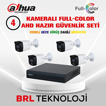 Dahua 4 Kameralı 40 Metre Renkli Gece Görüşlü Fullhd Dahili Mikrofonlu Kamera Seti