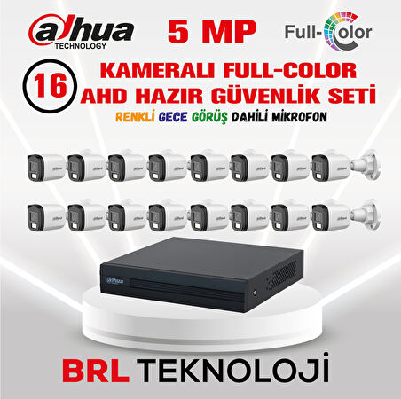 Dahua 5 MP 16 Kameralı Sesli 30 Metre Renkli Gece Görüşlü Full HD Kamera Seti