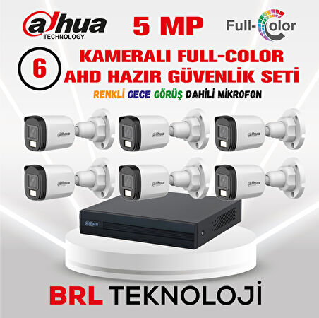 Dahua 5 MP 6 Kameralı Sesli 30 Metre Renkli Gece Görüşlü Full HD Kamera Seti