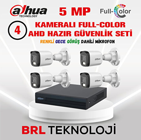 Dahua 5 MP 4 Kameralı Sesli 30 Metre Renkli Gece Görüşlü Full HD Kamera Seti