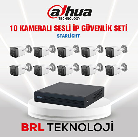 Dahua 10 Kameralı 2 Mp Sesli İp Güvenlik Kamera Seti IPC-HFW1230TC1-SA