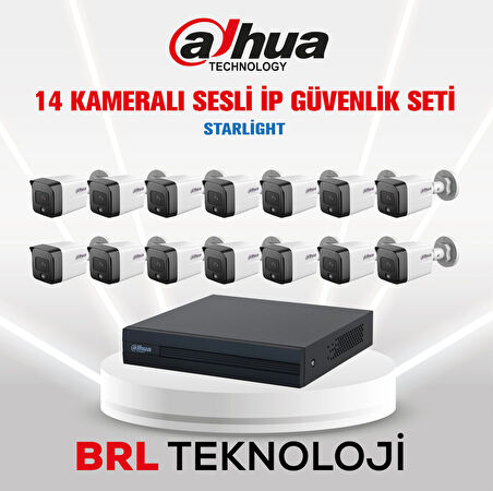 Dahua 14 Kameralı 2 Mp Sesli İp Güvenlik Kamera Seti IPC-HFW1230TC1-SA
