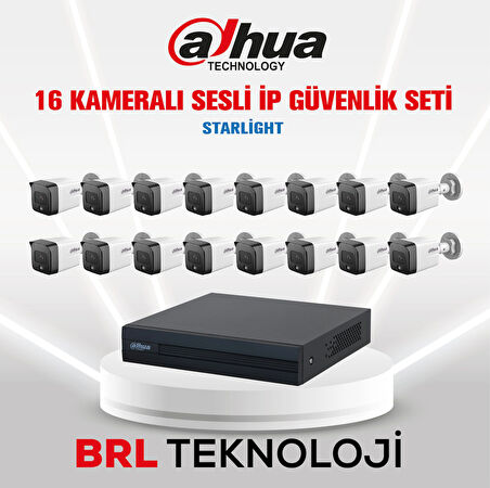 Dahua 16 Kameralı 2 Mp Sesli İp Güvenlik Kamera Seti IPC-HFW1230TC1-SA