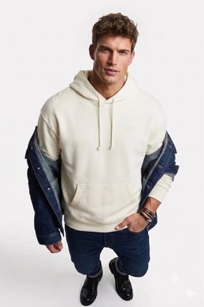 pamuk kapüşonlu ® GOLD TAB HOODIE - Sweatshirt A6330-0002 krembeyaz / 2XL