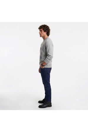 bisiklet yaka pamuk Graphic Erkek Sweatshirt logoGri / S