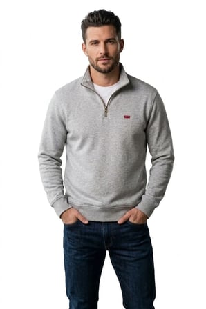 Original Housemark Quarter-Zip Sweatshirt-gri-- Gri / 2XL