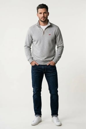 Original Housemark Quarter-Zip Sweatshirt-gri-- Gri / 2XL