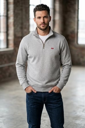 Original Housemark Quarter-Zip Sweatshirt-gri-- Gri / 2XL