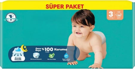 Aktif Bebek Süper Paket Bebek Bezi 3 Beden 58 Adet