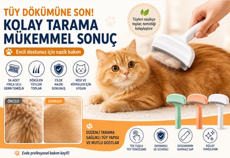 Metal Uçlu Evcil Hayvan Tüy Toplama Tarağı