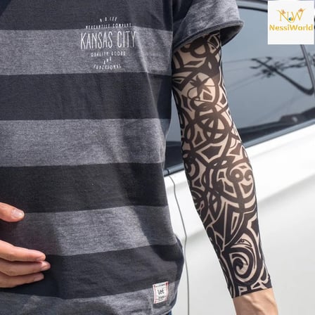 Giyilebilir Kol Dövmesi Çorap Dövme 3D Baskılı Kol Bacak Dövme 2 Adet Model 13
