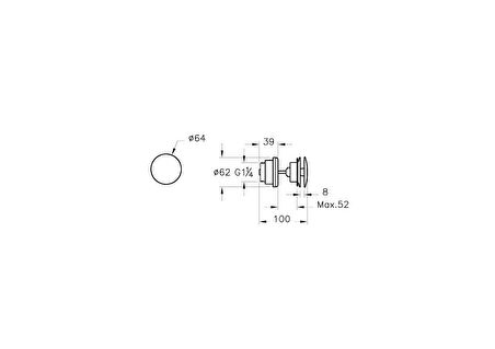 VitrA Origin A4514836 Yuvarlak Lavabo Süzgeci, Universal, Sabit, Mat Siyah