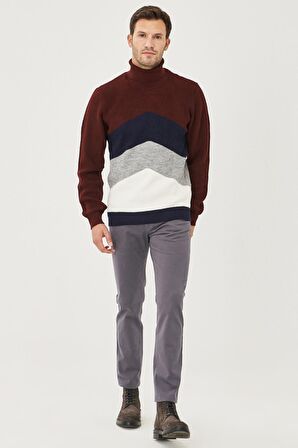Erkek Antrasit Slim Fit Dar Kesim Pamuklu Esnek Chino Pantolon