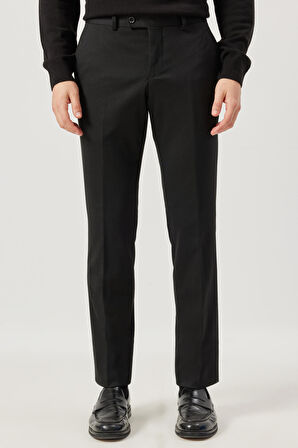 Erkek Siyah Slim Fit Dar Kesim Mono Yaka Siyah Takım Elbise