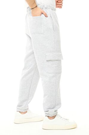 defy's Erkek Kargo Cepli Jogger Eşofman Altı Kar Melanj