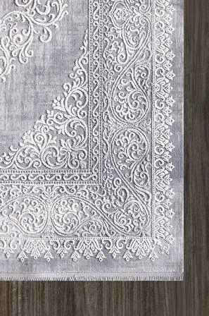 Artemis Halı 05860D Gri Krem Klasik Göbekli Halı